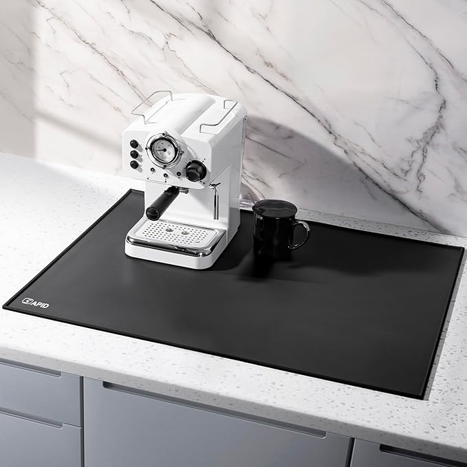 SAPID 32"x24" Extra Large Silicone Mat With Raised Edge, Rolled-Up Silicone Mats For Kitchen Counter Heat Resistant Silicone Mat With Lip, Thick Countertop Protector Mat,Silicone Mats For Crafts,Black