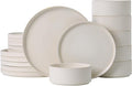 Dinnerware Set Service for 6, 18-Piece Ceramic Plates and Bowls Set, Chip & Scratch Resistant, Microwave and Dishwasher Safe, Modern Minimalist Tableware for Everyday Use, Matte White