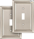 Henne Bery Sunken Pearls Heavy Duty Decorative Wall Plate Switch Plate Outlet Cover (Single Toggle, 2 Pack, Satin Nickel)