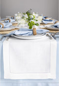 Solino Home Linen White Table Runner 48 Inches - Classic Hemstitch, 100% Pure Linen Coffee Table Runner 14 x 48 Inch Ideal for Dresser Tables - Winter, Valentines, Spring, Easter