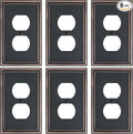 6-Pack Single Duplex Outlet Cover Plate, Decorative Aged Bronze Switch Plates and Outlet Covers, Metal Wall Plates for Electrical Outlets, 1 Gang Receptacle Cover, Corrosion Resistant
