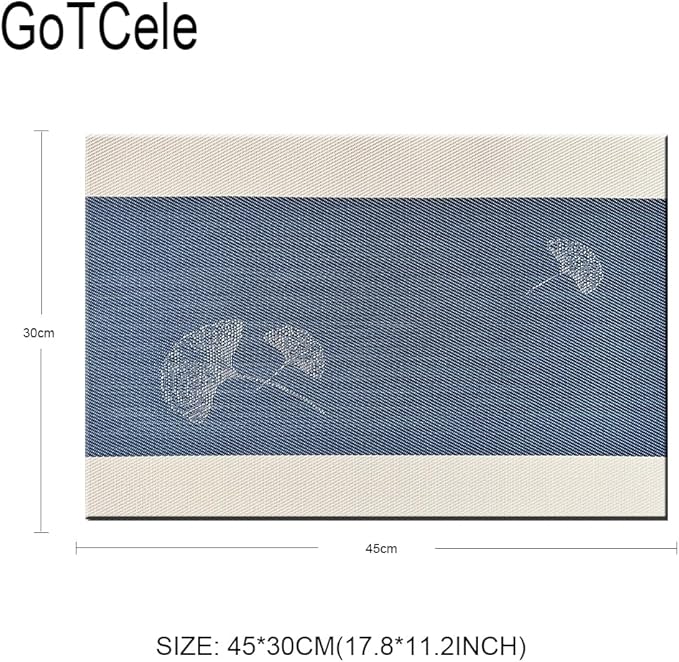 Placemats Set of 6 for Dining Table Mats Washable Easy to Clean PVC Placemat (Ginkgo Navy)