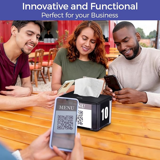 3-Pack Interfold Tabletop Napkin Holder, Commercial Restaurant Napkin Dispenser with 4-Sided Marketing Insert Display, Easy-Access Black Napkin Dispenser for Counters & Tables