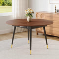 Extendable Dining Room Table｜53” Round Dining Table for 4-6｜Walnut Wooden Tabletop with Metal Legs｜Stable and Sturdy｜Easy Transform｜Easy Assembly｜Space Saving｜for Kitchen, Living Room