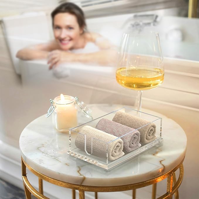 Transparent Acrylic Napkin Holder Clear Guest Paper Disposable Hand Towel Dispenser Tray Organizer For Table Home Kitchen Restaurant and Hotel Business