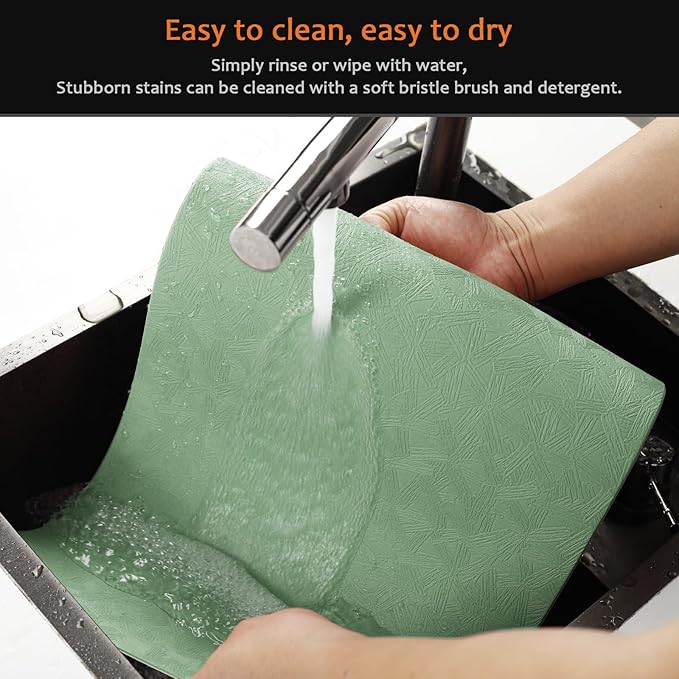 Vinyl Placemats Set of 4 Faux Leather 100% Waterproof Wipeable Washable Place Mats Heat Resistant Easy Clean Non-Slip Table Mats for Indoor Outdoor. (4, Green)