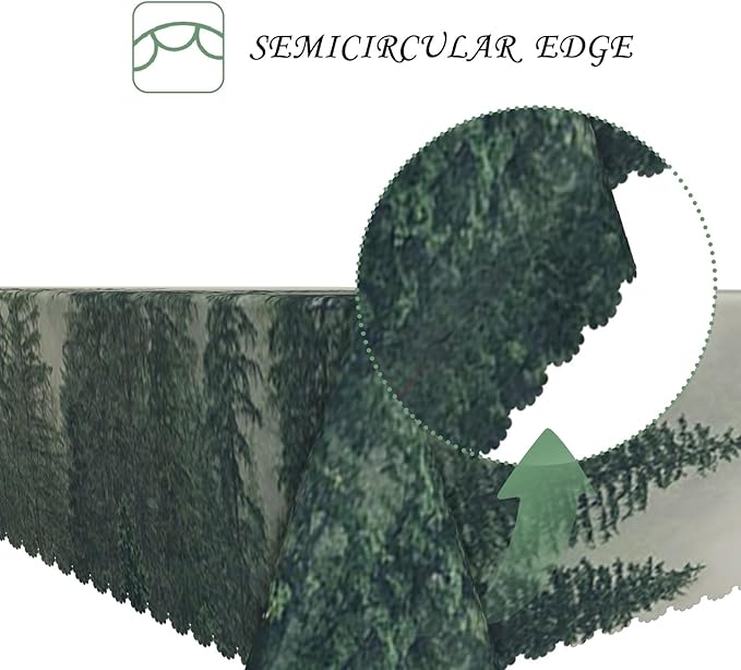 60x120 Inch Nature Scenery Rectangular Tablecloth Foggy Wild Forest Mysterious Secret Realm Table Cloth Waterproof Durable Table Cover for Home Game Room Banquet Picnic Outdoor BBQ Decor