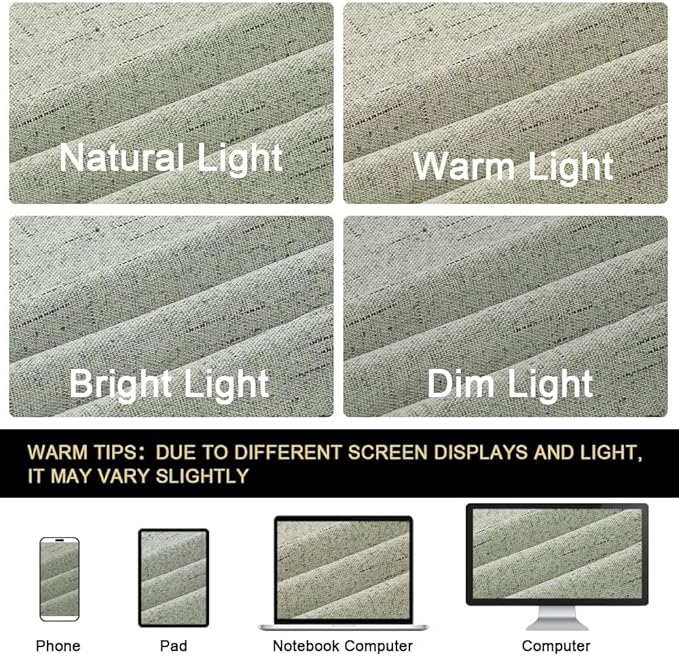 PrinceDeco 100% Blackout Curtains for Bedroom Linen Black Out Curtains for Living Room 90 Inch Long Faux Linen Fabric Grommet Thermal Curtains for Summer Heat with White Liner,52X90 Inch,Sage