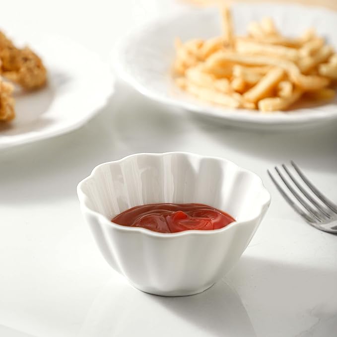 UIBFCWN 12 Pack 4oz Soy Sauce Dishes, Ceramic Dipping Sauce Bowls/Cups, 3.6inch Small Dip Bowls for Ketchup, Soy Sauce, Sushi, Condiments, Side Dishes, Microwave & Dishwasher Safe