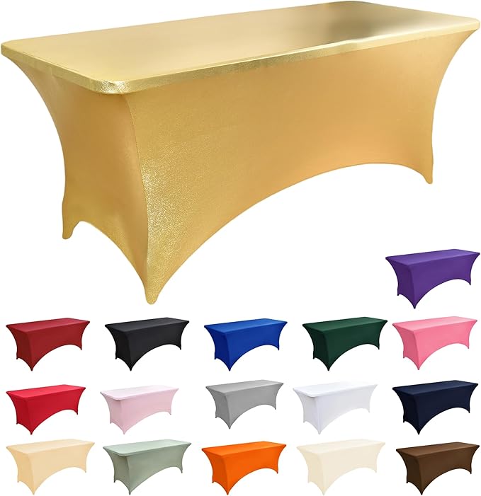 2-Pack 4ft Spandex Table Covers for Rectangular Folding Tables - Wrinkle Resistant Stretch Tight Table Cloths - Ultimate Fitted Table Protector for Parties, Banquet, and Wedding