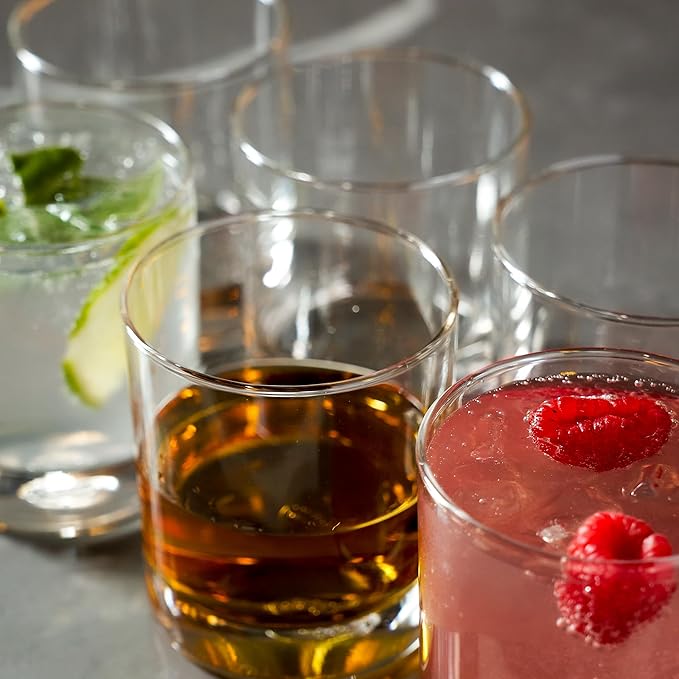 LEMONSODA Lowball Marino Rocks Glass, Classic Bar Glassware for Mojito, Whiskey, Cocktail, Mocktails and Drinking Water - 10oz (Set of 6)