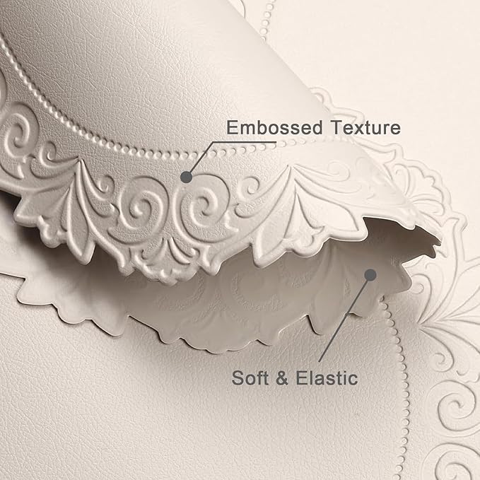 Noctiflorous Round Faux Leather 15 Inch Placemats Set of 6 Waterproof Wipeable Heat Resistant Tablemat for Dining Table Kitchen Non Slip Washable Oilproof Table Place Mat for Indoor Outdoor(Beige, 6)