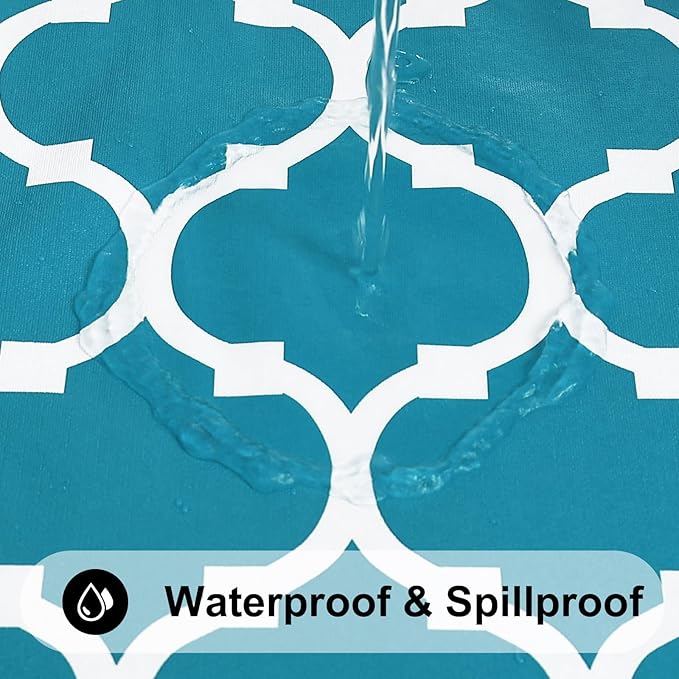 Smiry Square Table Cloth, Waterproof Vinyl Tablecloth with Flannel Backing for Square Tables, Wipeable Spillproof Plastic Tablecloths for Dining, Camping, Indoor and Outdoor (54"x54", Teal)