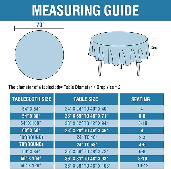 H.VERSAILTEX Linen Textured Table Cloths Round 70 Inch Premium Solid Tablecloth Spill-Proof Waterproof Table Cover for Dining Buffet Feature Extra Soft and Thick Fabric Wrinkle Free, Ivory