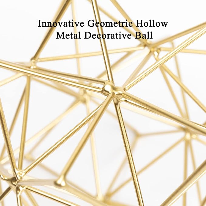 Metal Geometric Table Top Decor, 3D Metal Geometric Sculpture, Gold Abstract Sculpture for Home Decor, Table Art Decorations for Home, Living Room, Office, Bedroom