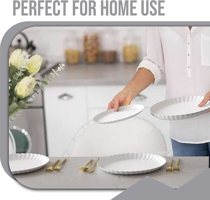 Trendables Floral Paper Plates 8.5 Inch & 10.5 Inch 80 Pcs Dinner Plate Set Fancy Disposable Plates for Party for 40 Guests 40 X 8 & 40 X 10 Large & Small Paper Plate Set for Parties Snow