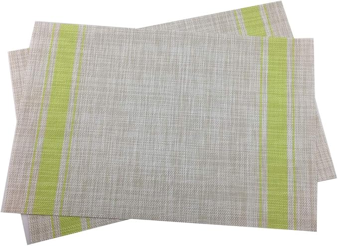 Gugrida Luxury Green Placemats Set of 6 Crossweave Woven Vinyl Placemat for Dining Table Kitchen Table Mats