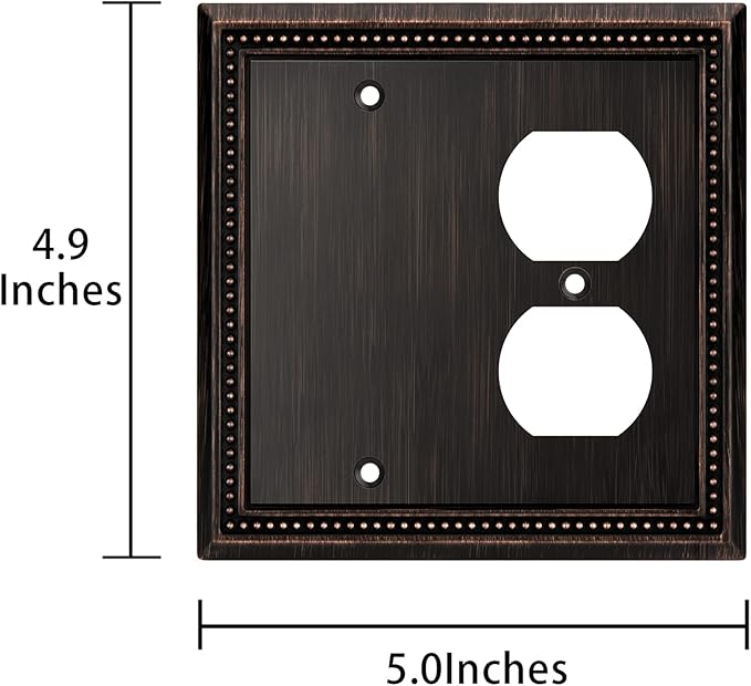 Henne Bery Sunken Pearls Heavy Duty Decorative Wall Plate Switch Plate Outlet Cover (Blank/Duplex, Aged Bronze)