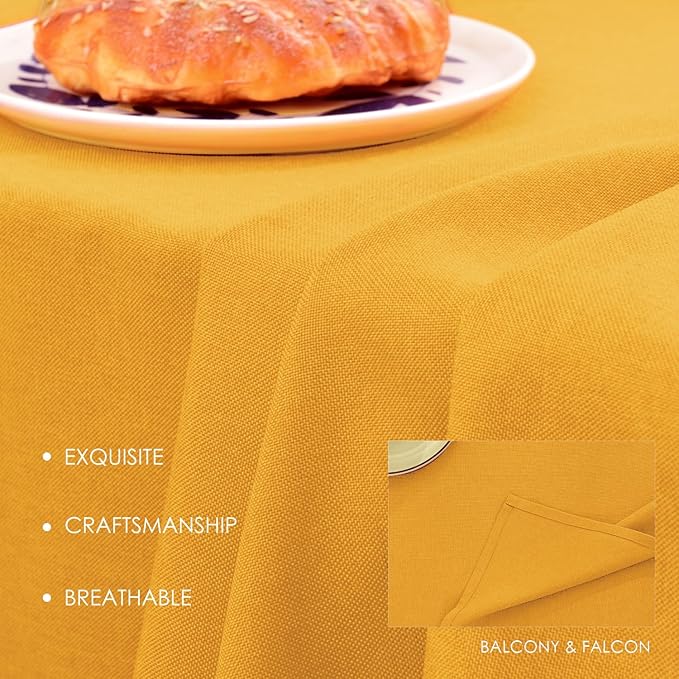 BALCONY & FALCON Table Cloth for 6 Foot Rectangle Tables – Waterproof, Wrinkle-Free Farmhouse Tablecloth for Dining, Kitchen, Wedding, Baby Shower & Holiday Gatherings (Yellow, 57" x 118")
