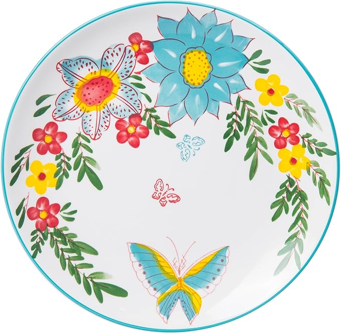HomePop Ceramic 12-Pieces Dinnerware Sets,Dish Plates and Bowls Sets - Red