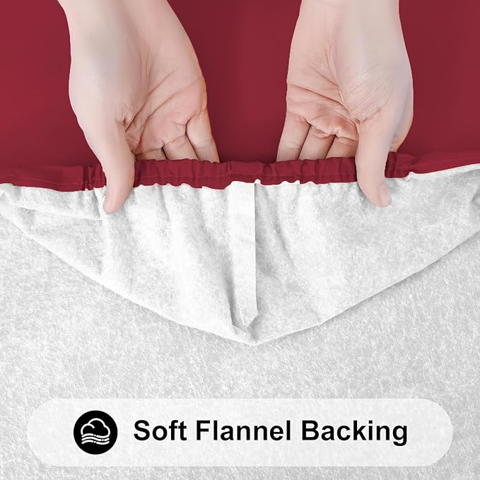 Smiry Rectangle Tablecloth, Elastic Fitted Flannel Backed Vinyl Tablecloths for 8ft Folding Tables, Waterproof Wipeable Table Covers for Indoor, Outdoor, Camping and Picnic (Wine Red, 30"x96")