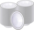 BESTVIP 200 Pack Plastic Bowls with Silver Rim, 12 oz Disposable Soup Bowls, Heavy-duty Dessert Fruit Bowl for Party, Wedding, Christmas, Dinner Catering