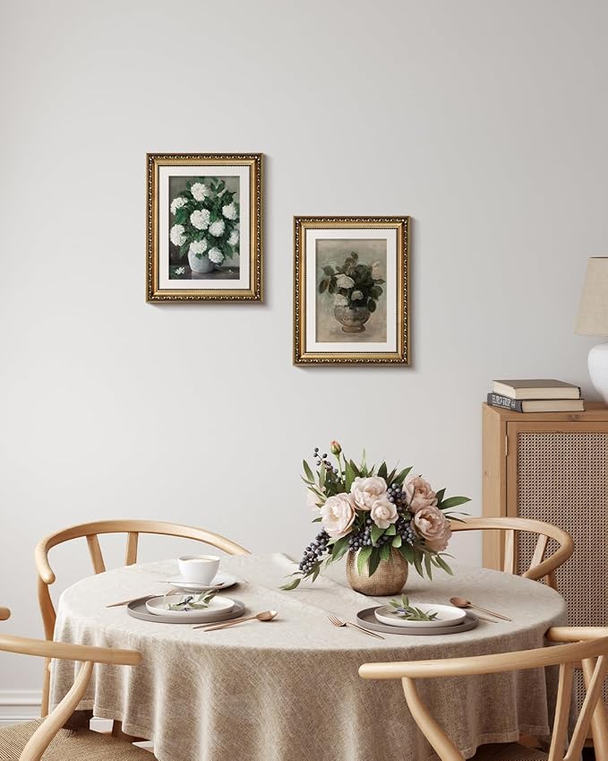 InSimSea Retro Gold Framed Wall Art, Home Room Rose Flower Vintage Wall Decor, Canvas Print Artwork, Farmhouse Country Decor, Antique Picture Frame Floral Paintings, 11x14 Inch