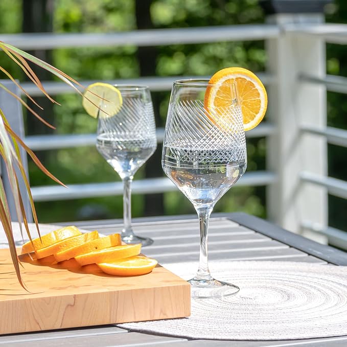 Rolf Glass Bourbon Street 19.5 ounce All Purpose Wine Stemmed Wine Glasses Set of 4 | Lead-Free Glassware | Diamond-Wheel Engraved and Polished | Designed and Made in the USA | Set of 4