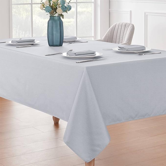 Textured Rectangle Tablecloth 60x104 inch Table Cloth Water Resistant Wrinkle Free Spill-Proof, Decorative Fabric Table Cover Washable for Banquet Parties Event Holiday Dinner, Light Grey