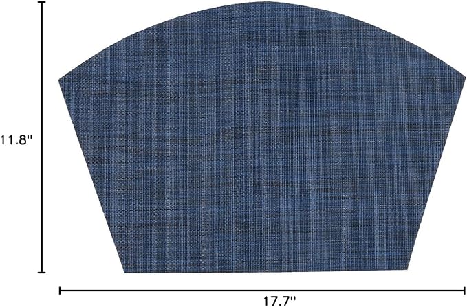 SHACOS Round Table Placemats Set of 7 Woven Vinyl Wedge Placemat with Centerpiece Mat Heat Resistant Place Mats Round Table Mats Wipe Clean (7, Blue Black)