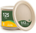 100% Compostable Oval Paper Plates 12 Inch, 125-Pack Large Heavy Duty Paper Plates Bulk,Biodegradable Bagasse,Eco-Friendly Disposable Dinner Plate for BBQ,Picnic,Party (BPI Certified,Microwaveable)