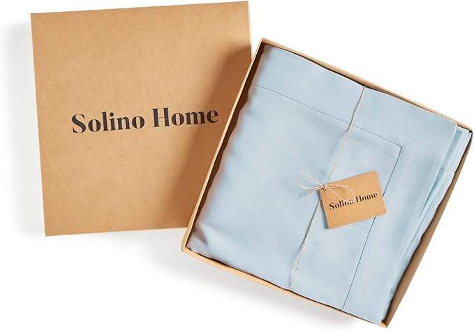 Solino Home Linen Tablecloth 60 x 108 Inch - 100% Pure Linen Ice Water Table Cloth for Rectangle Tables - Fete, Machine Washable Tablecloth for Spring, Easter