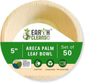 5" Areca Palm Leaf Round Bowls Compostable Biodegradable Eco-Friendly Bowls Natural Disposable Bowls, Perfect for Picnic Catering, Dessert, and Wedding (Pack of 50)