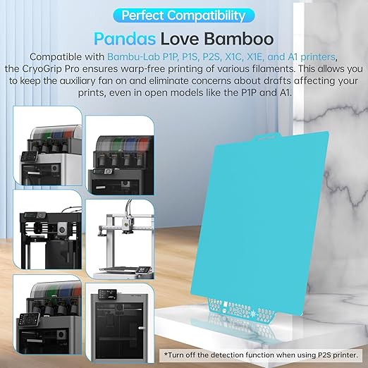 BIQU CryoGrip Pro Glacier 257x257mm Panda Build Plate for Bambu-Lab P1S/P1P/P2S/X1C/X1E/A1 3D Printer Double Sided Upgrade Build Plate Removable Surface Platform