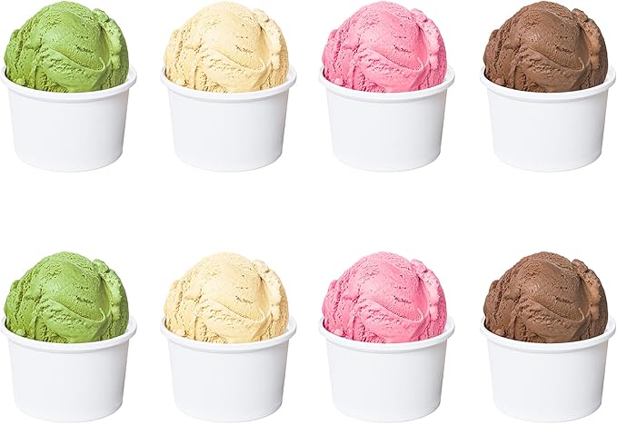 Axe Sickle 200 Pcs 9 Ounce Paper Ice Cream Cups Disposable Dessert Bowls for Hot or Cold Food, Sundae, Frozen Yogurt, Soup, White