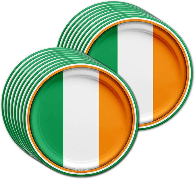 Irish Flag Ireland Birthday Party Supplies Set Plates Napkins Cups Tableware Kit for 16