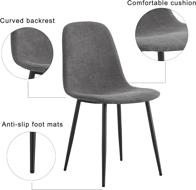 Dining Table Set for 4,Modern Rectangle Dining Table and Fabric Dining Chairs 4, 5 Piece Kitchen Table and Chairs for 4