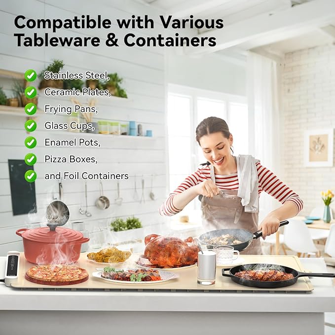 Warming Mat for Food Extra Large: 36"X16" Adjustable Silicone Food Warming Mat Heating Pad Food Warming Pad for Kitchen Counter Warming Trays for Buffets Party Hot Plates for Countertop Gifts Family
