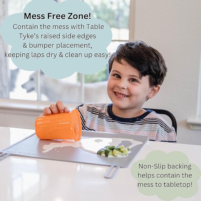 The Table Tyke Silicone Placemat with Table Edge Bumper for Baby Toddler Suction Cup Safety Mat (Sky Blue)