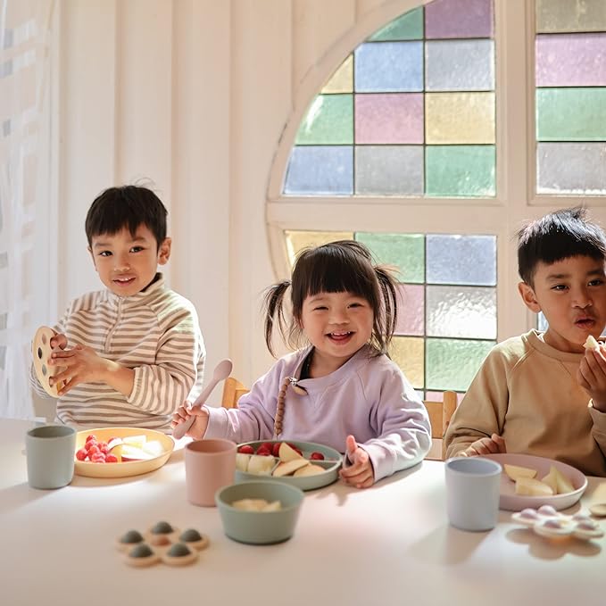 mushie Flatware Fork and Spoon Set For Kids | Made in Denmark (Sage)