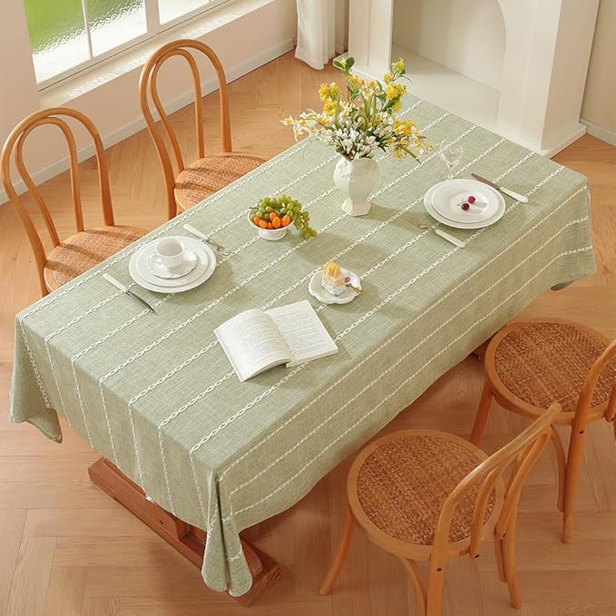 Zobesta Sage Green Table Cloth 60 x 120 Inch, Cotton Green Linen Tablecloth for Rectangle Tables, Heavy Weight Washable Farmhouse Soft Boho Tablecloth for Party, Holiday, Picnic, Dining, Outdoor,Fall