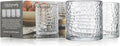 Glaver's DOF Set of 4 Clear 13oz Drinking Glasses Patent Crackle Textured Design Double Old Fashioned Whiskey Glasses Home Everyday Bar Glassware