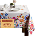 Maison d' Hermine Table Cloth Square Table 100% Cotton 60 x 60 Inches Tablecloth Reusable Decorative for Dining Room Farmhouse Home Valentines Day Decorations Spring Summer- Happy Florals -High Summer