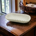 Marble Ruffle Bowls Large Scalloped Decorative Centerpiece, Decorative bowl, White Marble Ripple Bowl, Handmade Scalloped Bowl, House warming gift, Table Decor Bowl 14" White