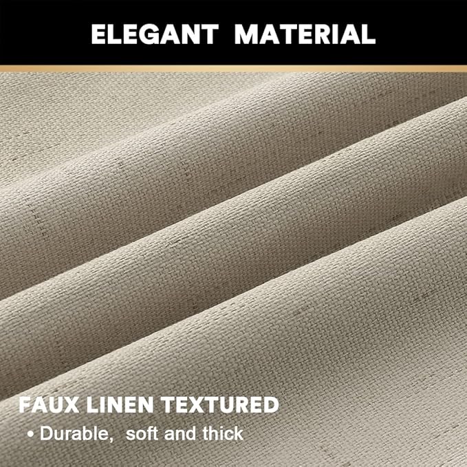 PrinceDeco Blackout Curtains 108 Inches Long 2 Panels Set for Bedroom Noise Reducing Window Treatment Drapes for Nursery Living Room Grommet Full Blackout Curtains with White Liner,Cobblestone