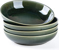 AmorArc 8.5'' Large Ceramic Pasta Bowls, 36oz Stoneware Pasta Serving Bowls Set of 4 for Kitchen, Wide Bowls for Pasta,Salad,Oatmeal, Microwave Safe, Reactive Glaze-Earth Green