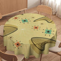 Mid Century Round Tablecloth, Retro Abstract Atomic Boho Geometric Art Printed Tablecloth for Home Party Dining Room Kitchen Decor 60Inch(152cm)