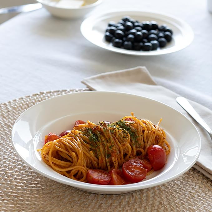 Ceramic Pasta Bowls Set of 4, 13.5oz/22oz Wide Rim Porcelain Soup Bowls - Oven & Dishwasher Safe, Lead-Free Dinnerware for Italian Pasta, Salad, Family Dining (White)