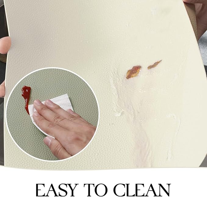 MOSAYT Vinyl Placemats Set of 6, Heat Resistant Place Mats 100% Waterproof Washable & Wipeable Faux Leather Reversible Table Mats for Kitchen Dining Party Indoor Outdoor, 12" x 17", Beige/Sage Green