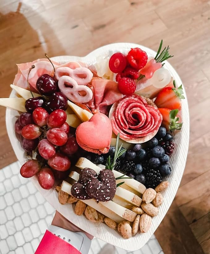 Charity Leaf Disposable Palm Leaf 10" Heart Plates (25 pieces) Bamboo Like Serving Platters, Disposable Boards, Eco-Friendly Dinnerware For Weddings, Catering, Events